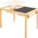 Sensory Table for Toddlers with 2 Storage Bins, Wooden Activity Table with Double-Sided Boards, Sand and Water Play, Indoor & Outdoor Use