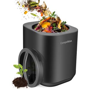 4L COMPONOVA Electric Composter for Kitchen, Countertop Compost Bin, Smart Mill Composter Home Indoor Fertilizer Machine Odorless, Turn Waste to Pre-Compost for Plants (Black)