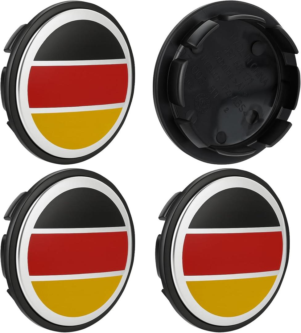4PCS Compatible with VW Wheel Center Caps,65mm 3B7 601 171 / 6U7 601 171 Ferman Flag Car Wheel Hub Caps ABS Rim Center Hub Cover 4PCS SSDZ