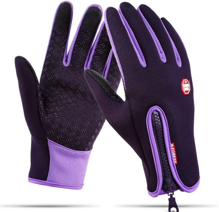 Winter Gloves Touch Screen Warm Gloves Cold Weather Windproof Cycling Driving Riding Bike Telefingers Thermal Gloves Non-Slip Silicone Gel Adjustable Full Finger Mittens (Medium, Purple)