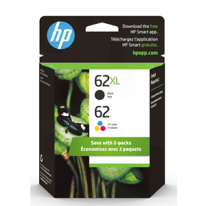 HP 62XL Black / 62 Tri-Color Ink Cartridges, N9H67FN, 2 / Pack 2 PK