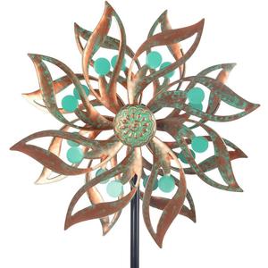 Viveta Metal Wind Spinners Outdoor,Vintage Kinetic Wind Spinner Garden Pinwheels with Metal Stake for Patio,Lawn,Garden,59 * 13.4 Inch
