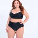 Womens Plus Size Bikini High Waisted Swimsuits Two Piece Bathing Suits Tummy Control Swimwear
 Black 20W