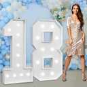 imprsv Marquee Numbers Large 18th-Birthday Decorations: 4ft Light Up Number Party Decor 18 Year Old Girl and Boy Birthday Decoration Backdrop Anniversary Cardboard Big Mosaic Balloon Frame Number 18