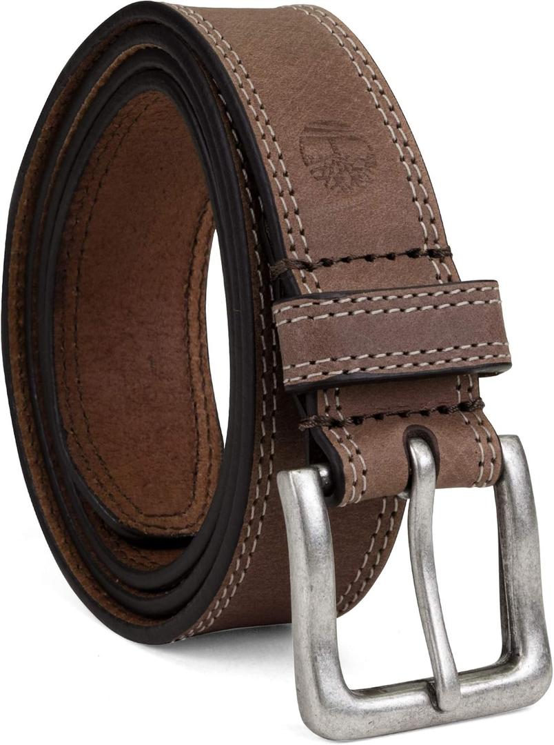 Timberland Men's Classic Leather Jean Belt 1.4 Inches Wide (Big & Tall Available) (Brown)