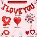 2 x 67PCS Valentines Day Party Decorations -16inch I Love You Balloons and 18inch Heart Balloons & Red Glitter Heart Garland for Wedding, Anniversary, Proposal, Romantic Decor