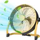 12 Inch High Velocity Floor Fan, Heavy Duty Metal Industrial Fans with 3 Speeds, Portable Fan with Adjustable 360 Head Tilt