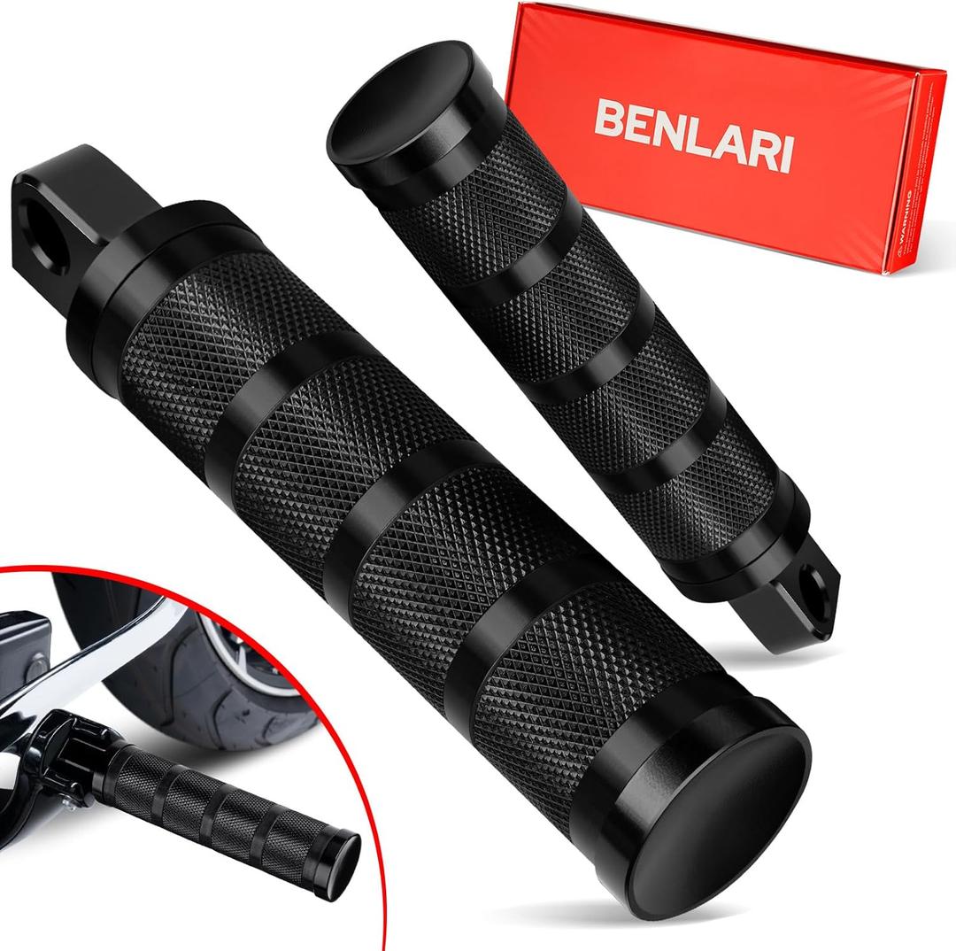 Benlari Motorcycle Foot Pegs, CNC Aluminum Mounting Footpegs, Footpegs Footrest Passenger Pedals 10MM Compatible for Harley Sportster, Dyna, Road King, Black