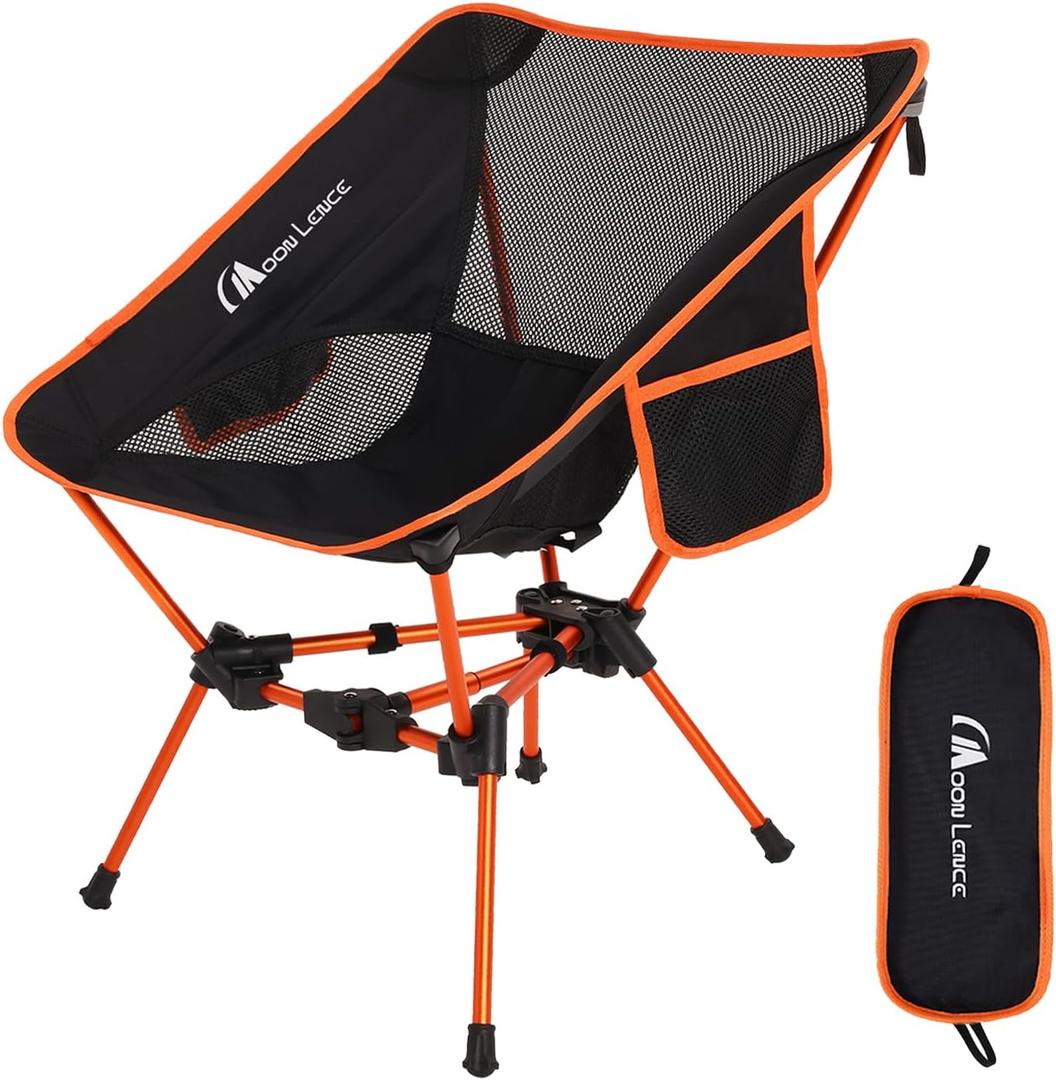 MOON LENCE Portable Camping Chair Backpacking Chair - The 4th Generation Ultralight Folding Chair - Compact, Lightweight Foldable Chairs for Hiking Mountaineering Beach, Fabric