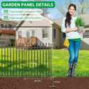 10 Panels No Dig Decorative Garden Fence, 32in(H)22ft(L) Heavy-Duty Rustproof Metal Panels, Outdoor Dog Barrier for Yard & Patio, Landscape, Border| Portable Temporary Fencing