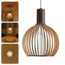 Wood Pendant Light, E26 Base Hanging Lamp Indoor, Natural Wooden Hand Made Chandelier, Boho Height Adjustable Dining Table Hanging Lamp for Hotel Bar Café Kitchen Island Hallway Entryway, Black