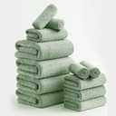 Luxury Bath Towels Set - 12 Piece (4 Large Bath Towels,4 Hand Towels,4 Washcloths), 100% Microfiber,Extra Absorbent Super Soft & Quick Dry,Complete Family Pack for Bathroom Gym Pool,Green