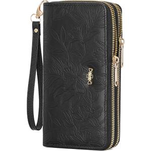 RNIEGA Wallet for Women Clutch Double Zip Around Credit Card Holder Leather Women's Wallet Large Capacity