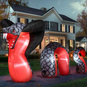 JOYIN 10FT Long Giant Halloween Inflatable Snake with LEDs Build-in Decorations Halloween Inflatable Giant Outdoor Snake Decoration Spooky Blow up Decor for Outdoor Indoor Garden Lawn Party Supplies