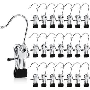 Hotop Boot Hanger Clips for Closet, Laundry Hanging Hooks Heavy Duty Clips Boot Holder Portable Single Hooks Space Saving for Pants Jeans Clothes Hats Tall Towels(Silver,48 Pieces)