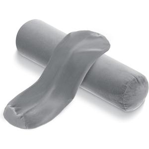 2 Pcs Support Neck Roll Pillow Cover, Round Soft Bolster Pillow Covers with Hidden Zipper, Neck Roll Pillowcase Cylinder Pillowcases for Cylindrical Cushion, Pillow-Case Only (16 x 6 Inch, Gray)