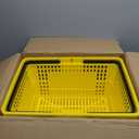 Only Hangers Plastic Shopping Baskets - Durable Yellow Plastic Set of Shopping Baskets with Stand and Sign - Set of 12 Plastic Baskets with Metal Handles