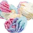 Chunky Yarn for Crocheting & Arm Knitting-Rainbow Multicolor 3pk Jumbo Chenille Yarn, 72 Yards Total, 20mm Super Soft & Thick for Mothers Day Gifts, Blankets, Cozy Home Dcor & Spring Crafts