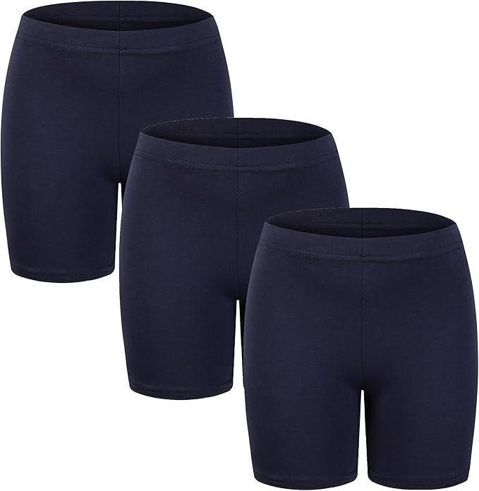 RieKet Girls Bike Cartwheel Shorts for Girls Toddler Under Dress Dance Short Kids Biker Shorts Navy Blue 3 Pack 6-7 Years 130