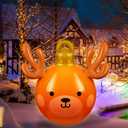 24 Inch Light Up Giant Christmas Elk Ball Outdoor Christmas Inflatables with LED Light PVC Decorated Ball Xmas Blow Up Ball for Garden Yard Porch Christmas Holiday Decor