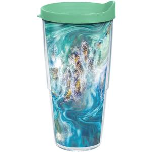 Tervis Teal Splash Made in USA Double Walled Insulated Tumbler Travel Cup Keeps Drinks Cold & Hot, 24oz, Classic