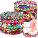Nuogo 12 Pcs Bohemian Floor Cushions Bulk 15 Inch Boho Floor Sitting Meditation Pillows Yoga Mandala Meditation Pouf for Living Room Balcony Office Tatami(Round)