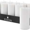 Simply Soson 2x4 inch White Pillar Candles Set of 10, Smooth Texture, Unscented White Candles, Dripless Candles, 2 inch Pillar Candles Ideal as Wedding, Parties, Spas, Dinner, Home Decoration