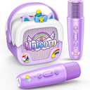 Mini Karaoke Machine for Kids Girls: Unicorn Portable Bluetooth Speakers with 2 Wireless Mic Toys for Girls Age 4-6 7 8 9 Years Old Girl Easter Birthday Gifts for 5 6 7 8 9 10 11 Years Teens Purple