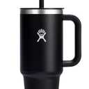 Hydro Flask Travel Tumbler with Handle, Lid and Straw - Insulated Stainless Steel in 40 Oz Black