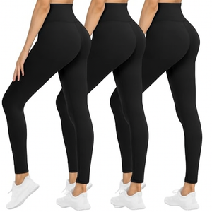 NexiEpoch 3 Pack Leggings for Women - High Waisted Tummy Control Soft Black Capri Yoga Pants with Pockets for Workout , Extra Large