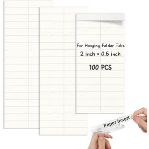 100 Pack Hanging File Folder Paper Inserts 2 Inch Off White Blank Cardstock File Tab Inserts for Hanging Folder (20.6 inch)(No Tabs)