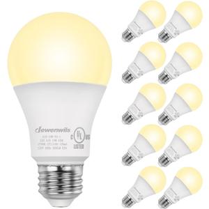 DEWENWILS 10-Pack Dimmable LED A19 Light Bulb, Soft White Light with Warm Glow, 800 Lumen, 2700K, 10W (60 Watt Equivalent), E26 Medium Screw Base, UL Listed