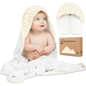 KeaBabies Hooded Baby Towel for Newborn - Viscose Derived from Bamboo Large Baby Bath Towels with Hood for Boys, Girls, Toddler, Extra Absorbent & Soft Newborn Bath Essentials (Dreamers, Regular)