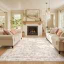 Collive 8x10 Washable Area Rugs for Living Room, Pink Floral Large Rug, Soft Low Pile Stain Resistant Carpet, Rugs for Bedroom Girls Dining Room Kids Playroom Nursery