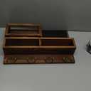 Key Holder for Wall, Mail Organizer Wall Mount with Key Hooks and Wallet Holder, Sunglasses Storage and Dog Leash Hanger, Decorative with 4 Double Hooks and Chalkboard (Brown)