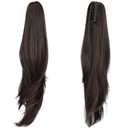 ponytail extension,24" claw clip hair extensions ponytail Long straight Hair Extension Natural Looking Synthetic Hairpiece for Women Black brown