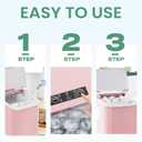 NEWBULIG Ice Makers Countertop with Handle, Portable Ice Machine, 9 Bullet Ice Cubes in 6 Mins, 26lbs in 24Hrs, Auto-Cleaning, with Basket and Scoop, for Home, Kitchen, RV, Camping, Light Pink