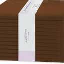 PurpleEssences Set of 12 Cloth Dinner Napkins 100% Cotton 18x18 Inch - Soft Durable Washable - Ideal for Farmhouse Party Fall Thanksgiving - Perfect Everyday Use Table Linen - Nut Brown