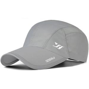 Gray Cap Quick Dry Breathable, Men Women Fashion Lightweight Foldable Sun Hats for Outdoor Sports, Adjustable Baseball Cap for Running Hiking Unisex