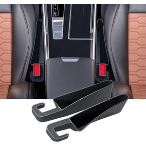 2 x 7F Short Car Organizers and Storage, Car Seat Gap Filler, Organiser Between Seat and Centre Console, Universal Car accessories, Fit SUV Truck Storage, Set of 2 - Black