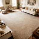 8x10 Solid Color Area Rugs, Brown Modern Geometric Rug, Living Room Rug, Durable Non-Slip Soft High-Low Pile, Fluffy Floor Rugs for Bedroom, Kids Room, Nursery, Home Dcor, Light Brown