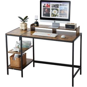 MINOSYS Computer Desk 47-inch with Storage Shelf - Vintage Ideal Gaming Desk for Bedrooms, Small Spaces, and Home Offices Modern Writing Desk for PCs.