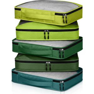 5 Pcs Packing Cubes for Suitcase Large Travel Cubes Carry on Luggage Organizer Bags for Clothes Accessories(S,Green)