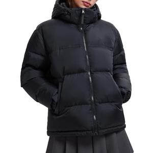 Airfree Women's 800-Down-Fill Puffer Jacket Winter Wind Resistant Water Repellent Warm Zip Pockets Hooded Down Outwear Coat Size Large