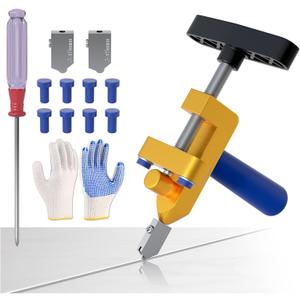 Glass Tile Cuttter with 3 Tungsten Steel Blade, 2-in-1 Manual Tile Cutter Tool with Breaking Pliers, Glass Cutter Hand Tool for 3-15mm Ceramic tiles, Glass, mirror, Home DIY Tool Kit (Gold)