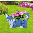 Sapphire White Cat Planter, Cute Animal Shaped Plant Pot, Cat Flower Pot, Gifts for Women & Pet Lovers, Indoor Outdoor Garden Home Office Decor, 12.5 x 5.12 x 7.8 Inches