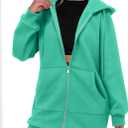 StunShow Women's Zip Up Hoodies Oversized Fleece Long Sleeve Sweatshirts Casual Fall Jacket Coat with Pocket(S-3XL) (Blue, L)