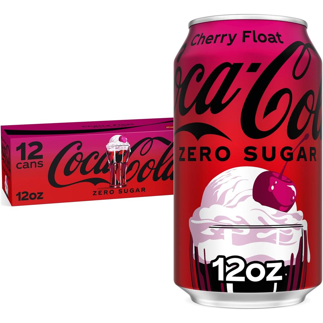Coca-Cola Zero Sugar Cherry Float Soda Soft Drink Cans, 12 fl oz, 12 Pack, BB Jul/06/26
