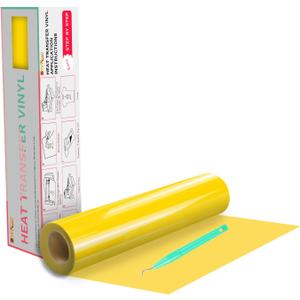 HTVRONT Heat Transfer Vinyl Yellow HTV Rolls - 12" x 20ft Yellow Iron on Vinyl for All Cutting Machines, HTV Vinyl for Shirts - Easy to Cut & Weed for Heat Transfer Design