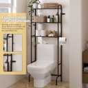 Over The Toilet Storage,3-Tier Heavy Duty Metal Bathroom Organizer, Freestanding Space Saver with Wide Shelves for Towels & Toilet Paper (Black)